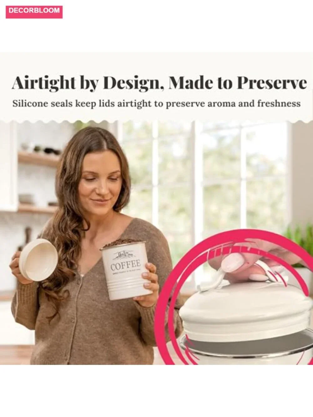 3-Piece Airtight Coffee Tea Sugar Canister Set, Rust-Resistant Steel Kitchen